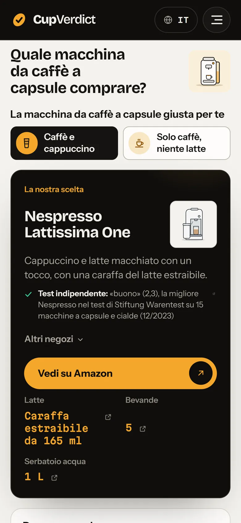 Le macchine a capsule, divise per situazione.
