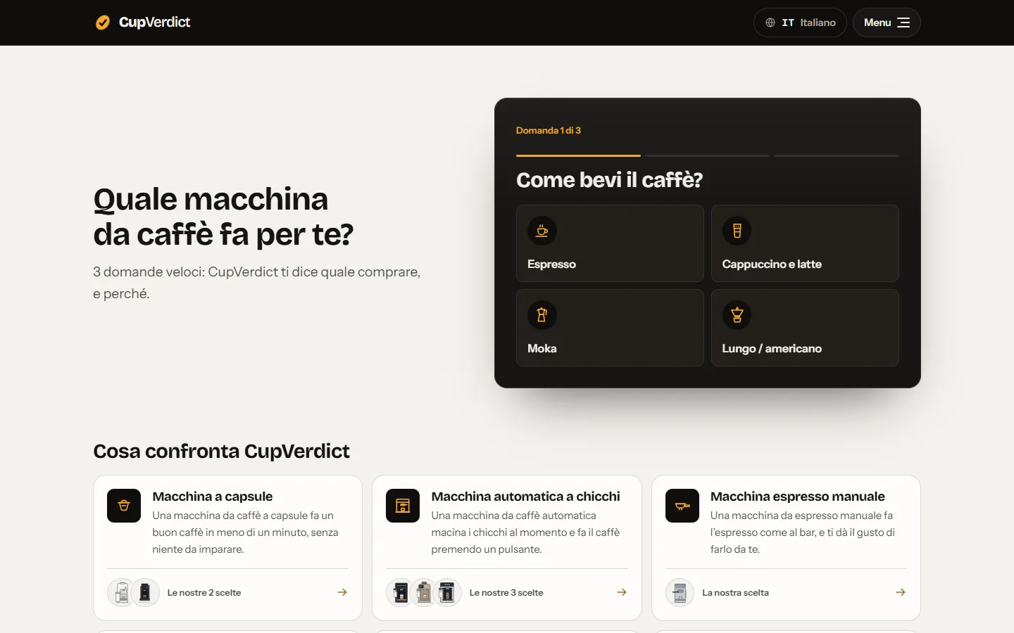 La home: tre domande su come bevi il caffè.