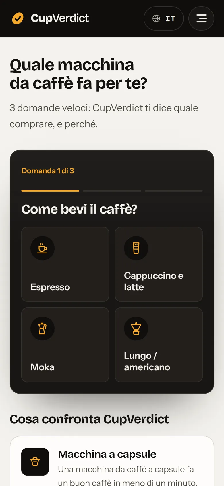 La home: tre domande su come bevi il caffè.