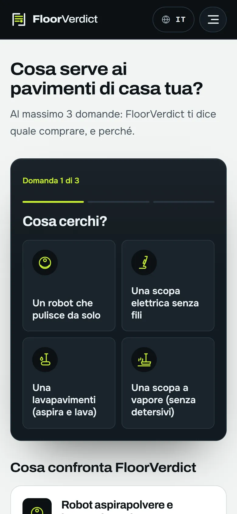 La home: tre domande, poi la risposta.