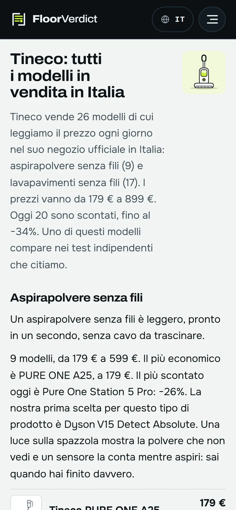 Tutti i modelli di un marchio in vendita in Italia, per tipo.