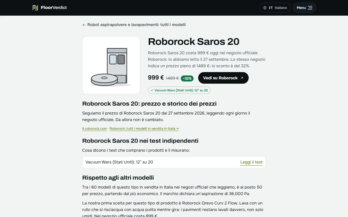 La scheda di un modello: prezzo di oggi, storico, test e alternative.