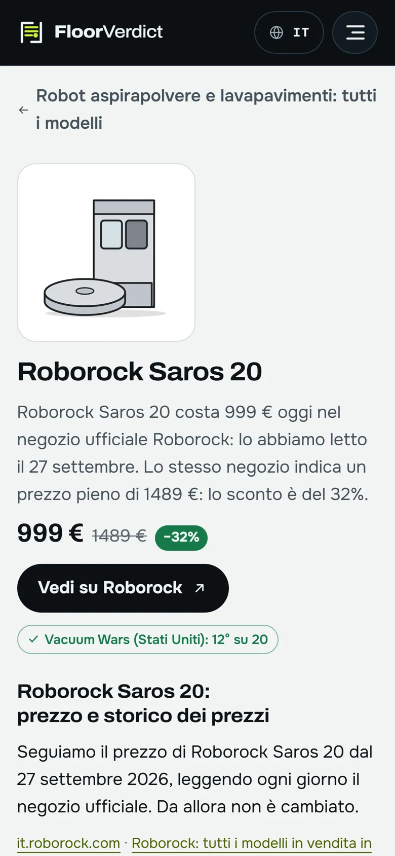 La scheda di un modello: prezzo di oggi, storico, test e alternative.